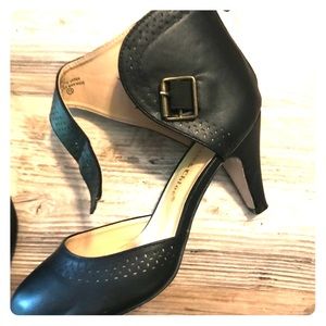 Black heels with thick ankle strap